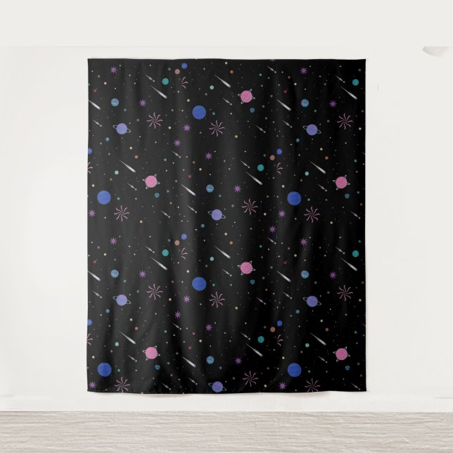 Tenture Galaxy Lune étoiles, Ciel de nuit, Astronomie (Devant)