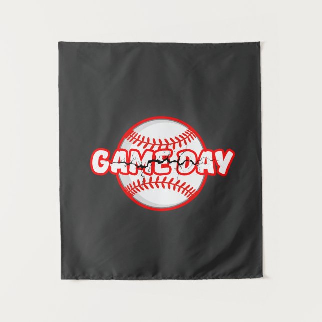 Tenture Game Day Cracked Baseball Sports Graphic (Devant)