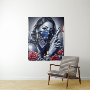 Tenture Gangster Girl Hip hop chicano art Design