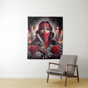Tenture Gangster Girl Hip hop chicano art graphique