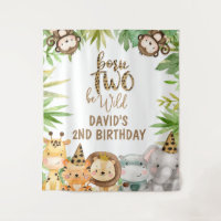 Garçons Safari Animaux Deux Sauvage Anniversaire G