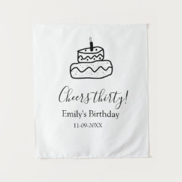 Tenture Gâteau d'anniversaire trente ans écriture manuscri