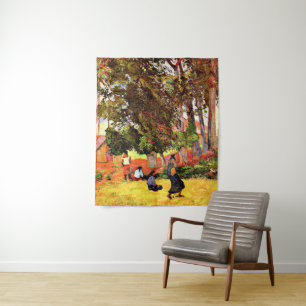 Tenture Gauguin - Village tahitien,