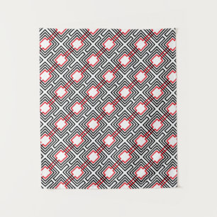 Tenture Géométrique rouge et blanc noir