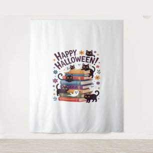 Tenture Ghost Cat Lecture Livres Lover Cadeaux Halloween S