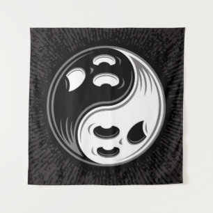 Tenture Ghost Yin Yang Noir et blanc