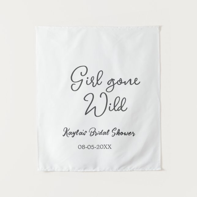 Tenture Girl gone wild bridal shower name date simple mini (Devant)