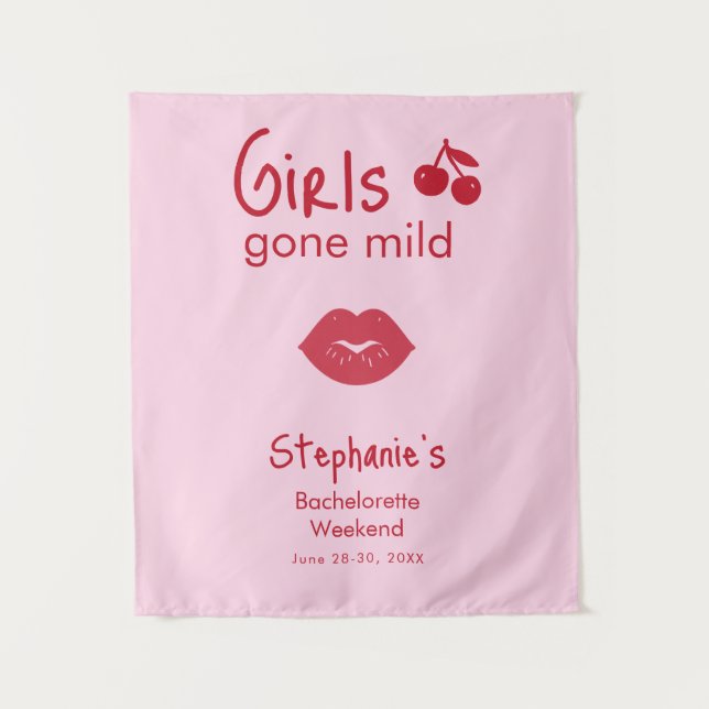 Tenture Girls Gone Mild Pink and Cherry Red Bachelorette   (Devant)
