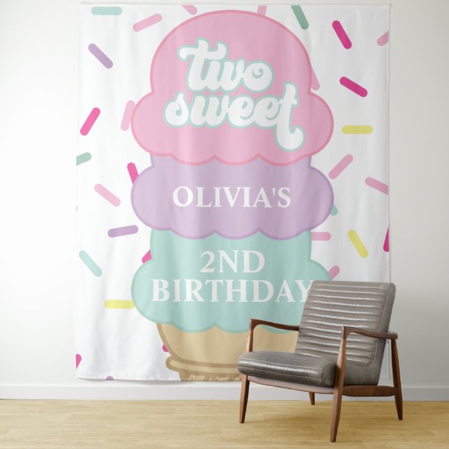 Tenture Glace et pépites Deux Douce 2ème Anniversaire (En situation)