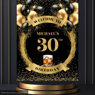 Tenture Glam 30th Man Birthday Whiskey Celebration Display