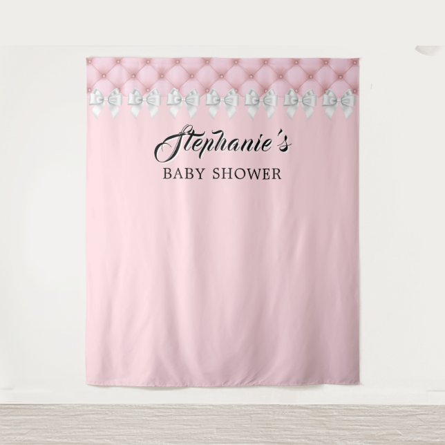 Tenture Glam Blush rose Fancy Tiffany Baby shower à thème (Devant)