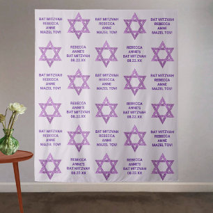 Tenture Glam Purple Star De David Photo Booth Bat mitzvah