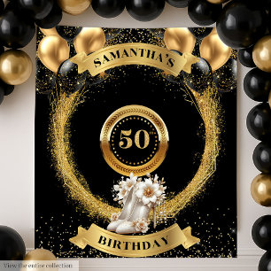 Tenture Glamour 50e anniversaire fond rose talons hauts