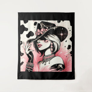Tenture Glamour rustique cow-girl rose paillettes cuir de