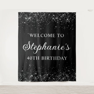 Tenture Glittery Black Bienvenue au 40e anniversaire