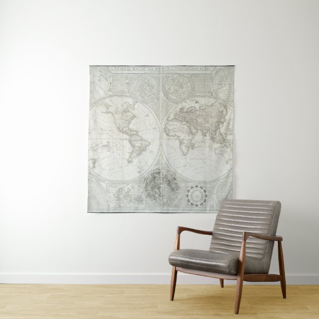 Tenture Globe Terraqueous par Samuel Dunn | 1787 (En situation)