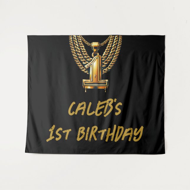 Tenture Gold Chain 1 Drift #1 1st Birthday Party (Devant (Horizontal))