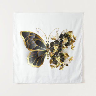Tenture Gold flower Butterfly with Black Orchid