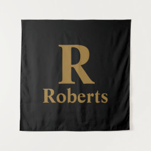 Tenture Gold Initial/Prénom/Famille Sur Noir