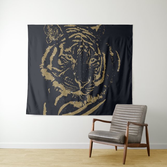 Tenture Gold Tiger noir Design (En situation (horizontale))