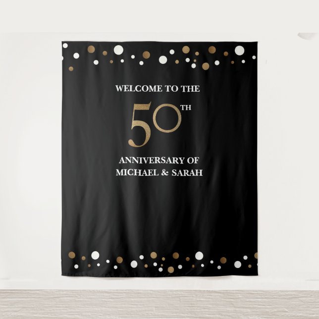 Tenture Golden 50th MARIAGE Anniversary Photo toile de fon (Devant)