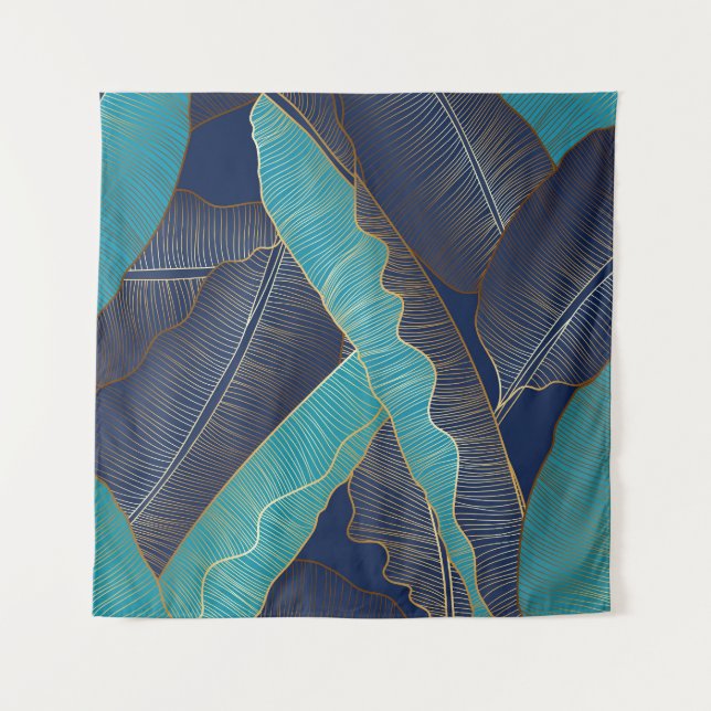 Tenture Golden Banana Leaf : Motif de luxe. (Devant)