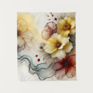 Tenture "Golden Bloom Elegance : Abstrait Floral Serenity"