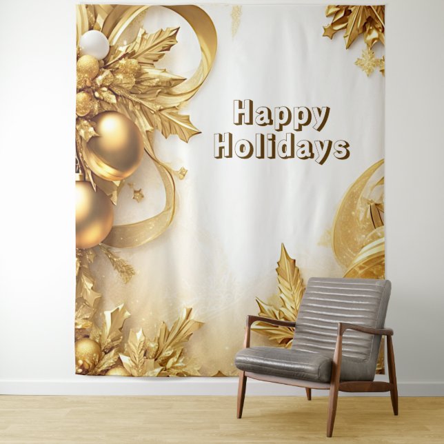 Tenture Golden Feuilles Noël (En situation)