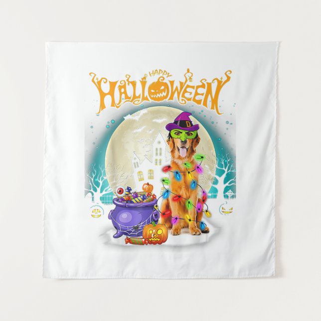 Tenture Golden Retriever Witch Costumes  Halloween Lights (Devant)