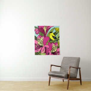 Tenture Goldfinch et fleurs