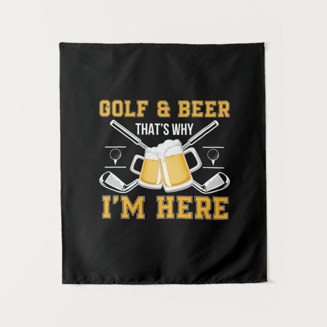 Tenture Golfeur buveur de bière et anniversaire de bière (Devant)
