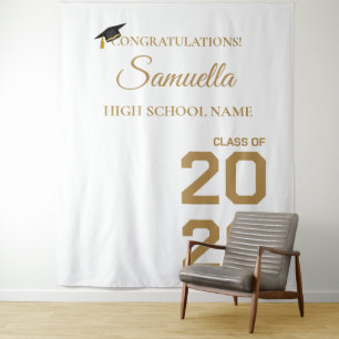 Tenture Graduate moderne Gold Script Graduation Party