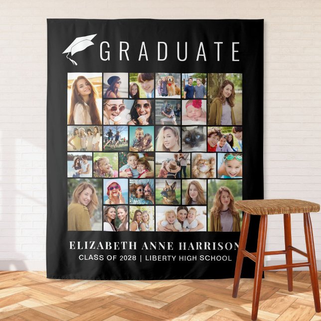 Tenture Graduation 30 Photos Black Photo Booth fond (Créateur téléchargé)