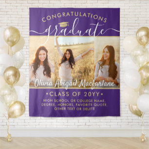 Tenture Graduation 3 Collage photo Grand violet et or