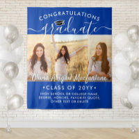 Graduation 3 Photo Collage Royal Blue Contexte