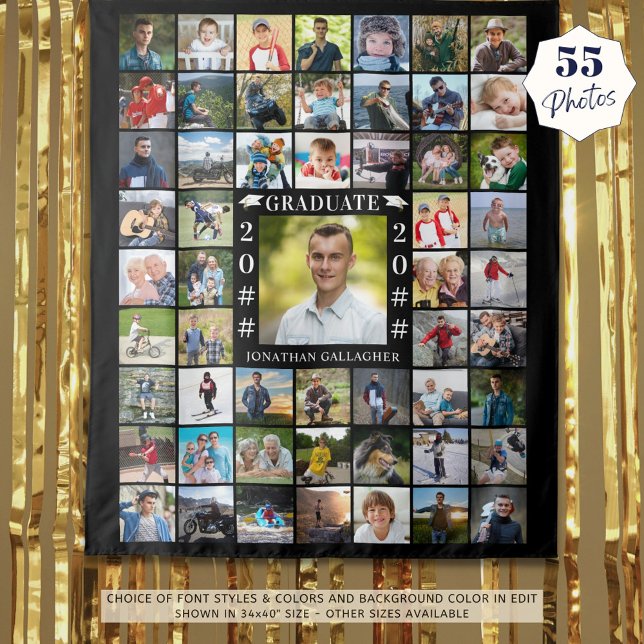 Tenture Graduation 55 Photo Collage Couleur personnalisée  (Créateur téléchargé)