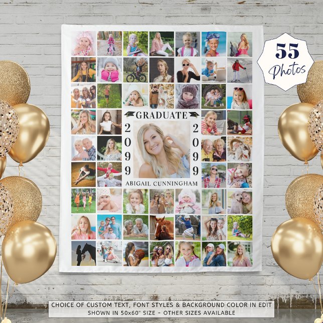 Tenture Graduation Party 55 Photo Collage fond blanc (Créateur téléchargé)