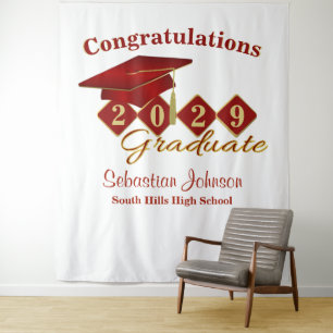 Tenture Graduation personnalisée Rouge & Gold Party Contex