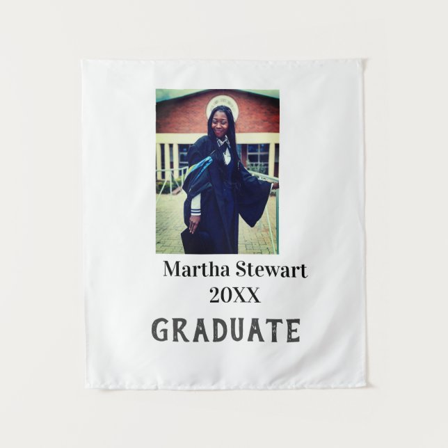 Tenture Graduation photo name year class university simple (Devant)