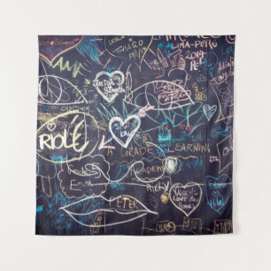 Tenture Graffiti tableau noir amour