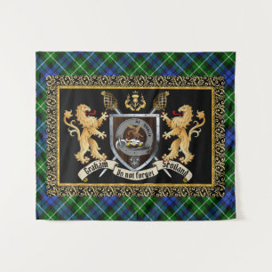 Tenture Graham Clan Badge & Motto avec Lions