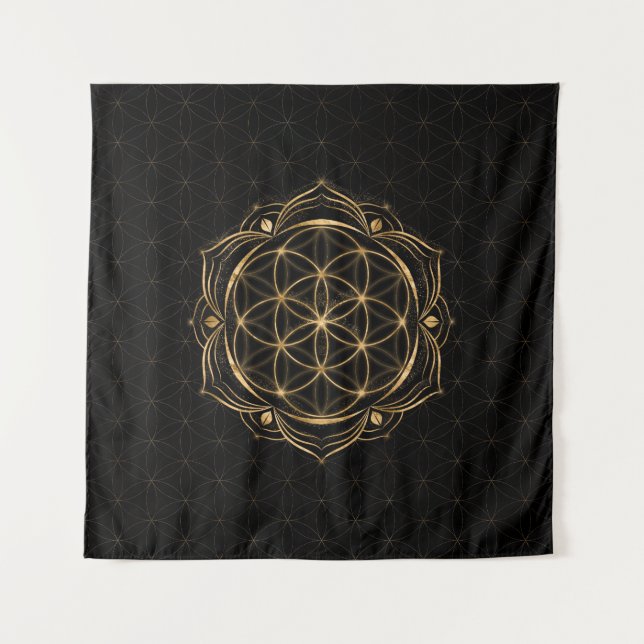 Tenture Graine de vie en Lotus - Géométrie sacrée (Devant)