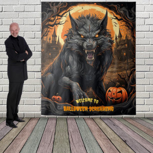 Tenture Grand Halloween Werewolf Hanging fond