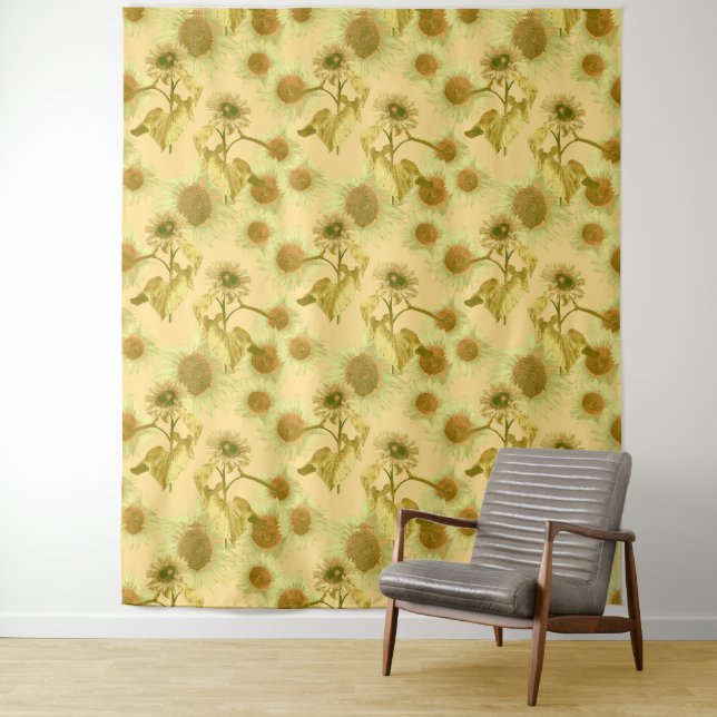Tenture Grand Motif de tournesol (En situation)