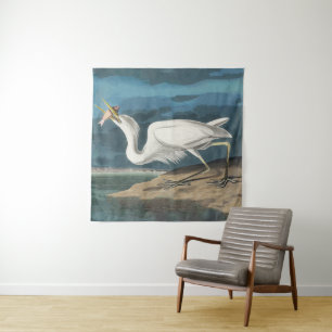 Tenture Grande Aigrette d'Audubon : Oiseau côtier vintage
