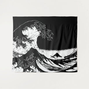 Tenture Grande vague au large de Kanagawa Noir et blanc