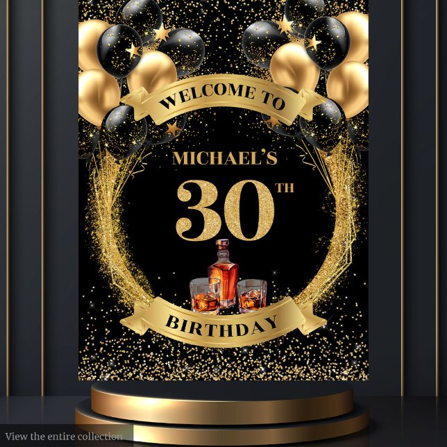 Tenture Gras 30e anniversaire homme Whiskey anniversaire f (Bold 30th Man Birthday Whiskey Birthday Celebratio Tapestry)
