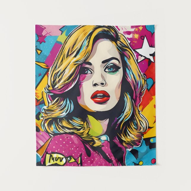 Tenture Gras Retro Pop Art Portrait (Devant)