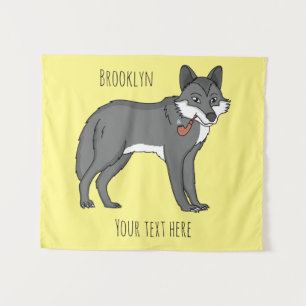Tenture Gray wolf with pipe cartoon