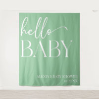 Green Minimalist Hello Baby Baby shower